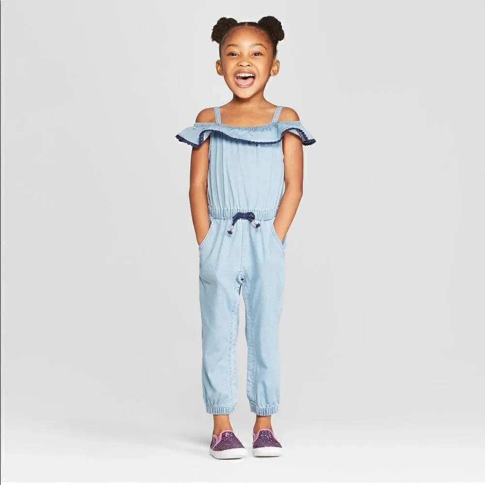 Genuine Kids Toddler Girls' denim Romper bleu